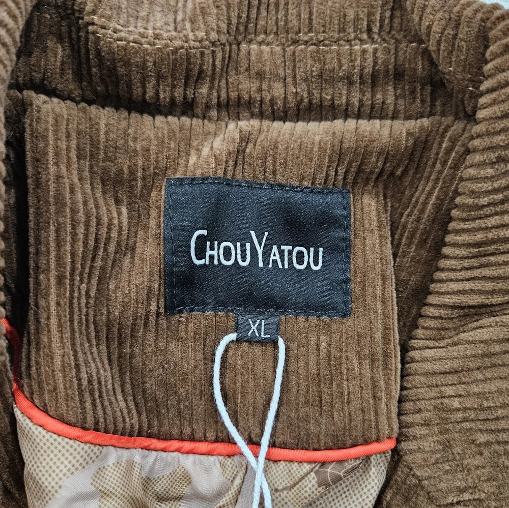 Chouyatou Vintage Casual Blazer Jacket in Brown Corduroy Men's Size XL